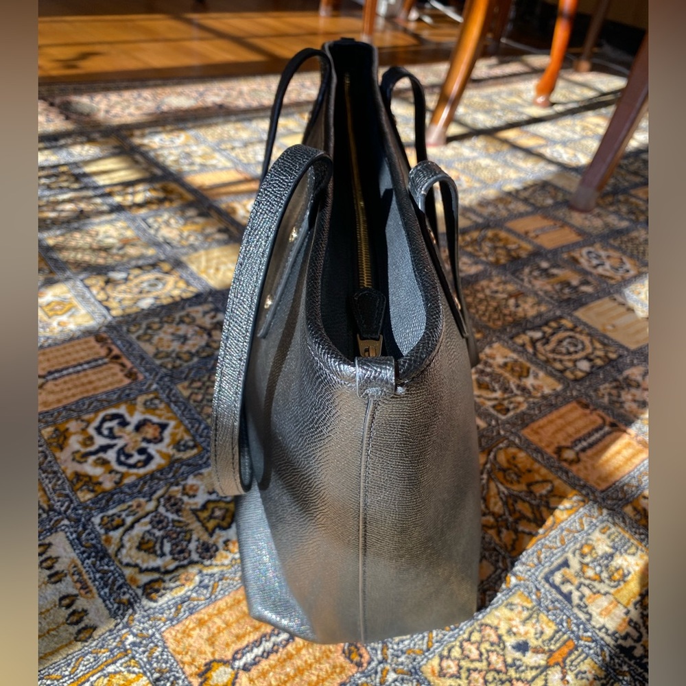 Coach City Tote Bag in Black Crossgrain Leather w Zip Top - Picture 5 of 14